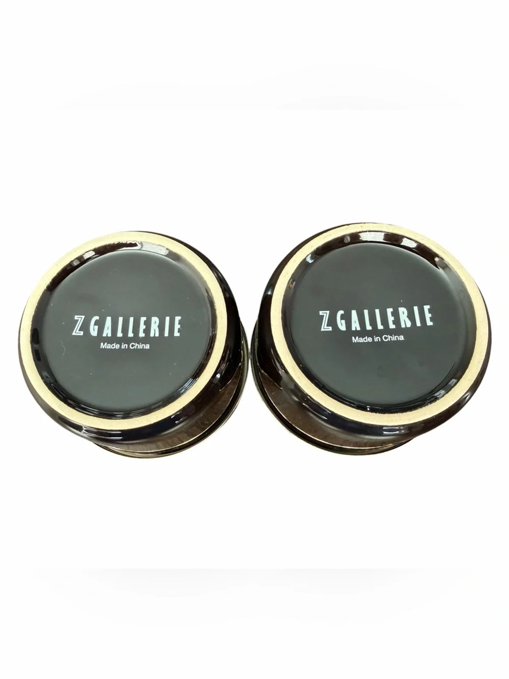 Z GALLERIE Multi-Use Storage Duo (Set of 2) Black with Gold lid